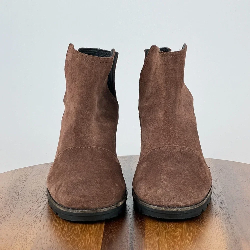 Womens Sorel Cate Cut Out Brown‎ Suede Heeled Ankle Boots Booties Size 11 M GUC